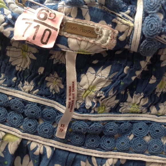 FREE People DRESS FLOWERS TUBE TOP STRAPS BLUE XS - Picture 8 of 8